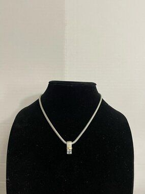 Piscitelli Silvertone Crystal Necklace